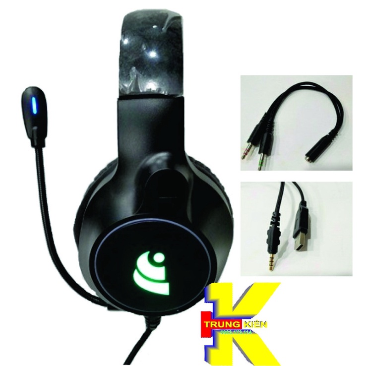 TAI NGHE HEADPHONE DÀNH CHO MÁY LAPTOP  TÍNH KINGMASTER K32 CÓ LED KÈM MICRO ÂM THANH HAY PHÙ HỢP CHƠI GAME NGHE NHẠC