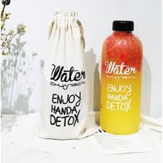 Bình nước detox 1 lít nhựa kèm bao đựng