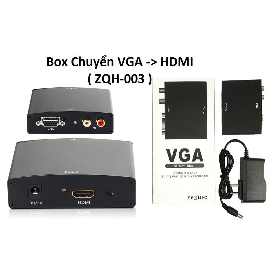 Bộ chuyển VGA sang HDMI Sắt, Tín Hiệu Tốt, Kèm Nguồn Sạc FullBox