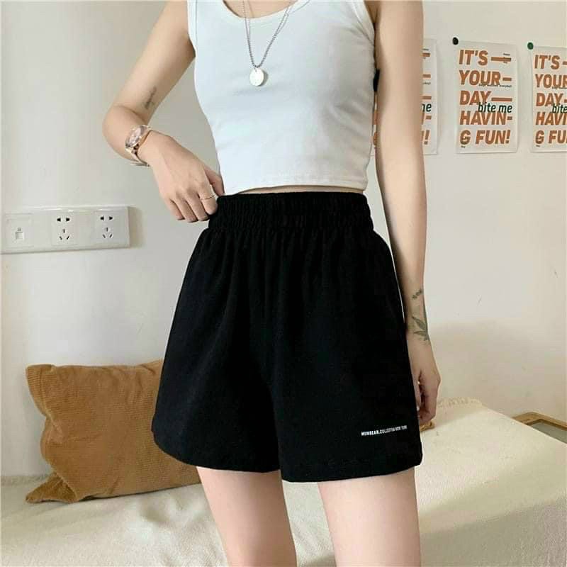 Quần short sporty thêu chữ cạp chạy kansai, quần đùi thể thao, 2 màu Đen, Trắng, from to hàng đẹp - VENUS