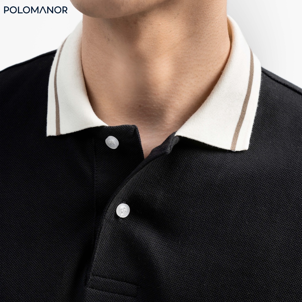 Áo Polo nam có cổ UGO-BLACK vải cá sấu cotton CMC, nam tính, thanh lịch, sang trọng - POLOMANOR