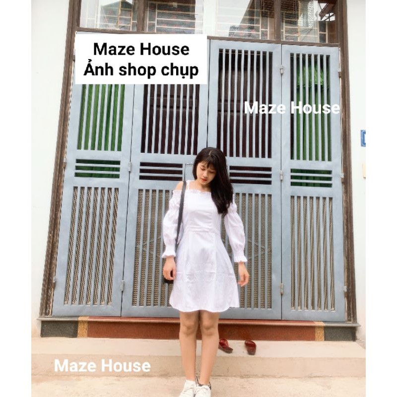 Váy bánh bèo trễ vai 💖 Hot Trend 💖 Đầm bánh bèo trễ vai 2 màu Đen, Trắng chất liệu kate mềm Korean Style Maze House | BigBuy360 - bigbuy360.vn