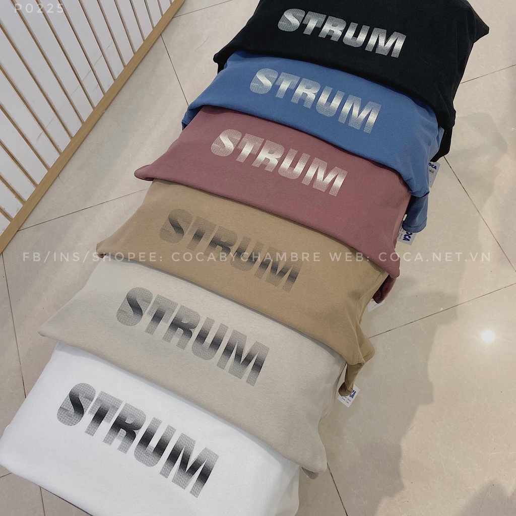 [P0225] Áo thun cotton mặt lông dày in chữ STRUM nhòe form rộng (Có sẵn/ảnh thật)
