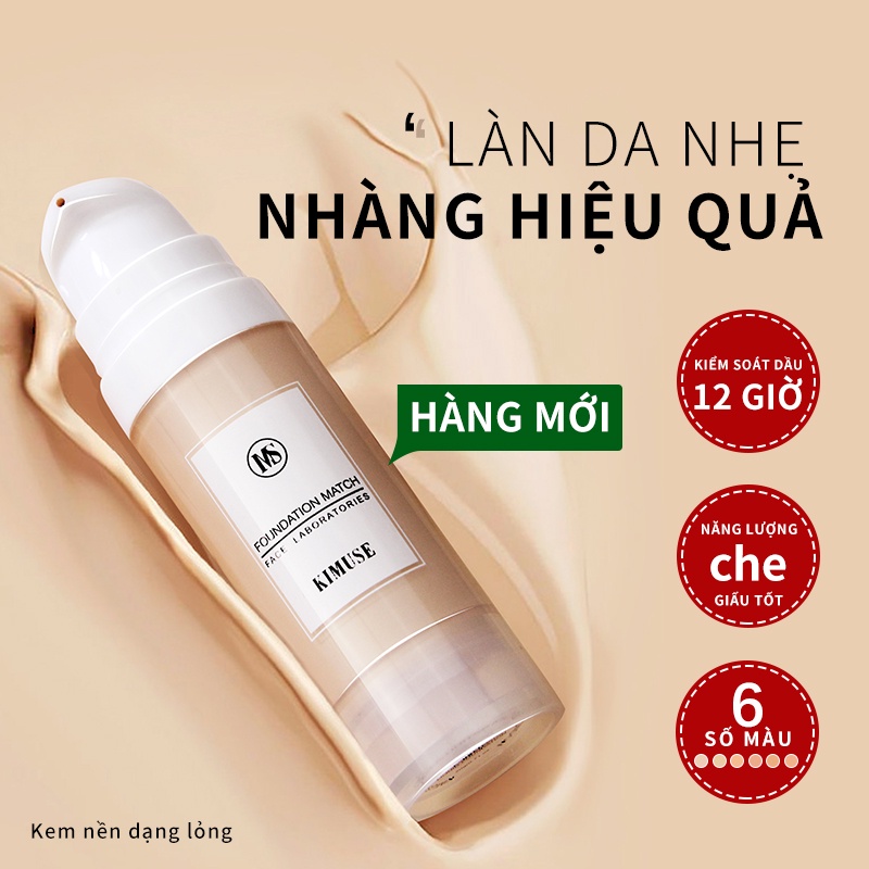 Set 3 mỹ phẩm KIMUSE gồm phấn má hồng dạng lỏng phấn bắt sáng tạo khối và kem nền dạng lỏng dành cho trang điểm