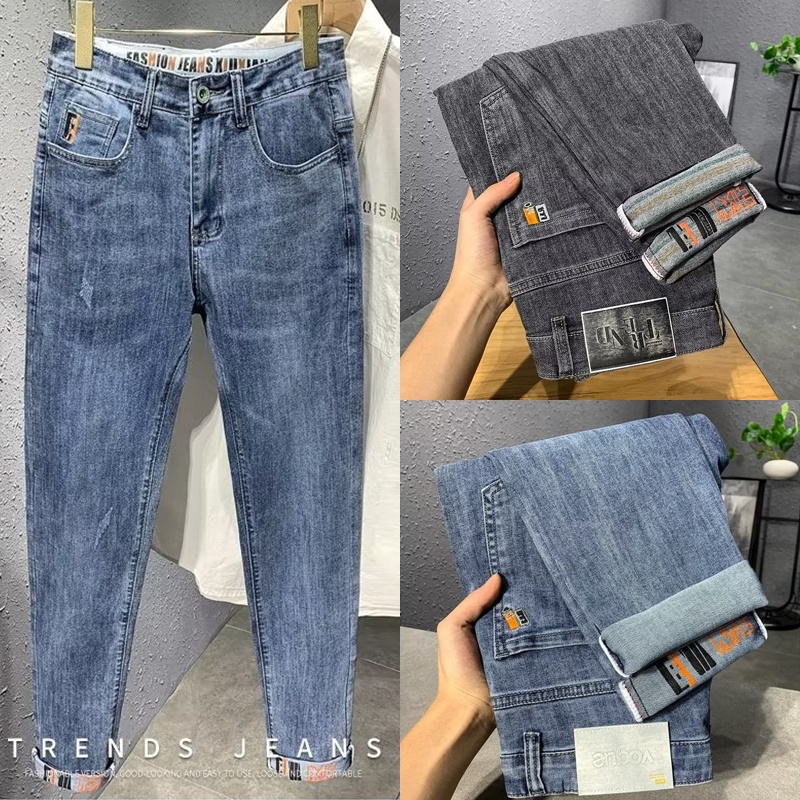 Quần Jean Dài Dáng Ôm Ống Thẳng Thiết Kế Đơn Giản Thời Trang Xuân Thu Cao Cấp Cho Nam