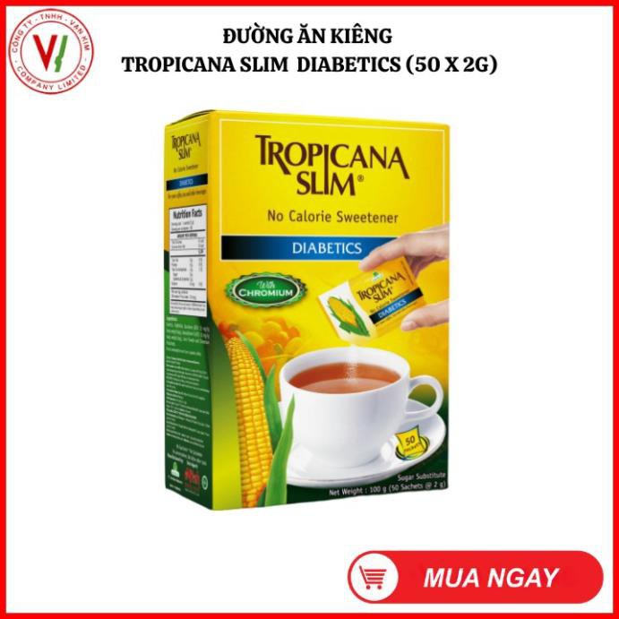 Đường bắp ăn kiêng được bổ sung thêm Chromium không calo Tropicana Slim Diabetics 100g (50 x 2g)