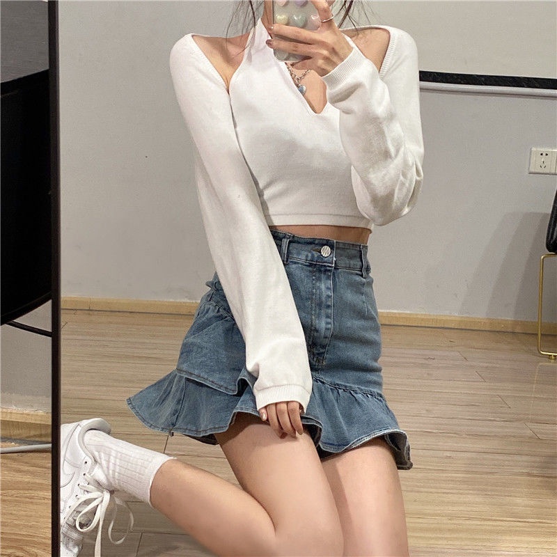 Chân Váy Denim Viền Bèo Dáng Chữ a Thời Trang Mùa Hè Phong Cách Mới Dễ Phối Đồ Cho Nữ 2022