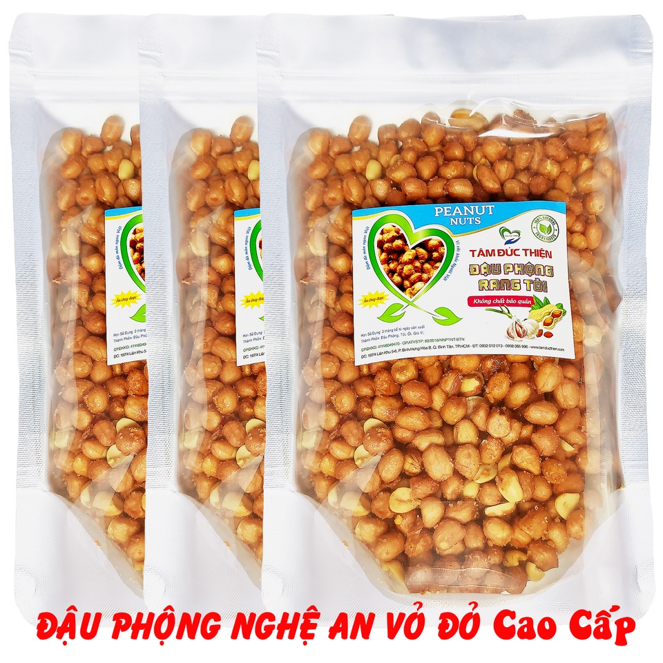 Combo 1K500GR Đậu Phộng Rang Tỏi Ớt Tâm Đức Thiện (3 x Túi 500GR)