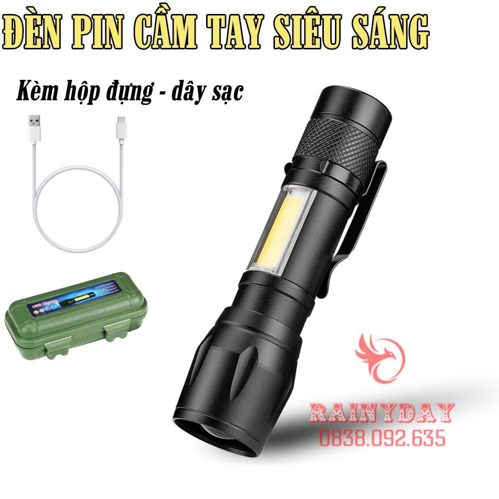 Bộ Đèn Pin Siêu Sáng Mini Pin Sạc Điện Usb Bóng Led Có Zoom Chống Nước Cầm Tay Chuyên Dụng .