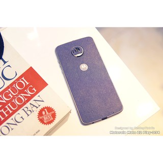 [ Hot_Sale ] Miếng dán da skin Motorola Moto Z2 Play - Da bò vân saphiano màu xanh - D54