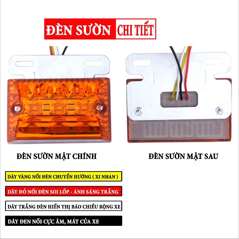 Đèn sườn xe tải. Đèn LED hông xe tải. Hàng loại đẹp siêu sáng. Loại 12V và 24V