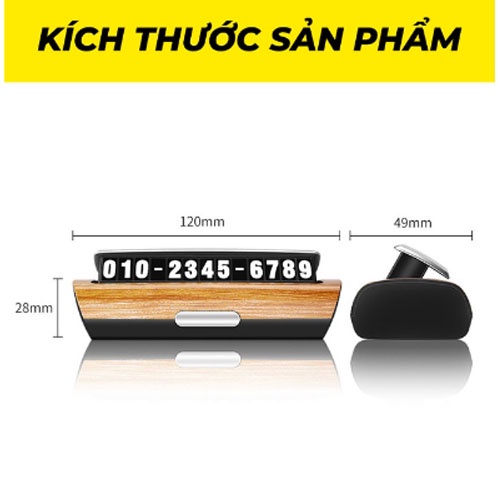 Bảng ghi số điện thoại Vân Gỗ sang trọng để trên taplo xe ô tô, xe hơi