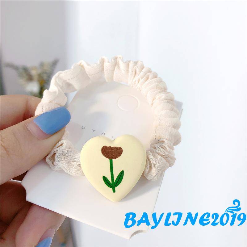 Dây buộc tóc hình trái tim hoạt hình phong cách Hàn Quốc dễ thương cho bé gái