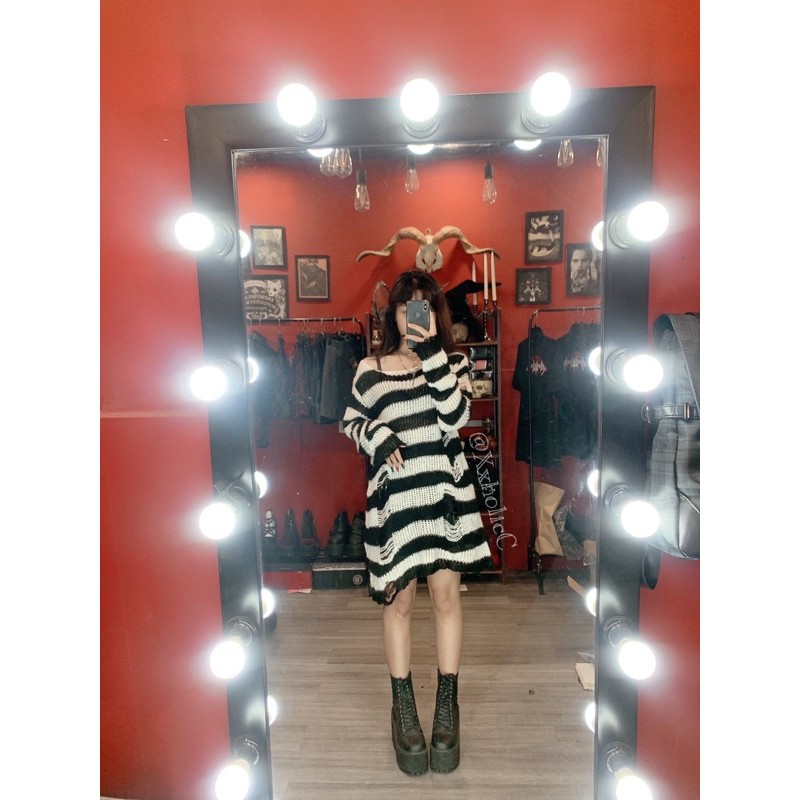 [ XxholicC - HÌNH THẬT ] Áo len rách dài goth | BigBuy360 - bigbuy360.vn