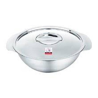 Thố inox 304 dẹp zebra 14cm đến 22cm có nắp và quai, hàng thái lan