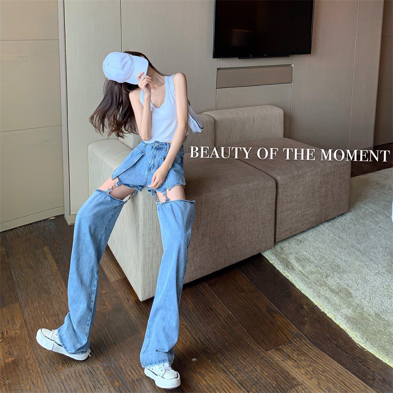 Quần jeans ulzzang sexy phá cách ROSES LISA BLACKPINK 2021 KÈM 3 ẢNH THẬT CUÔI