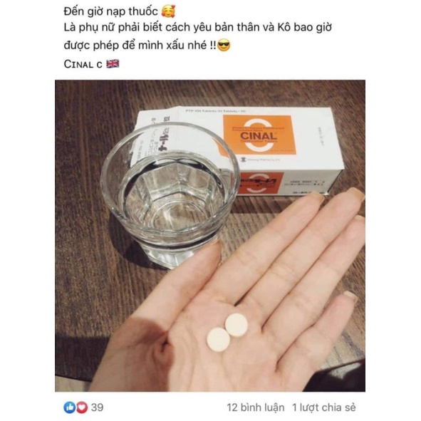 Viên uống Vitamin C trắng da, mờ thâm nám Cinal C Nhật Bản - Hộp 100 viên