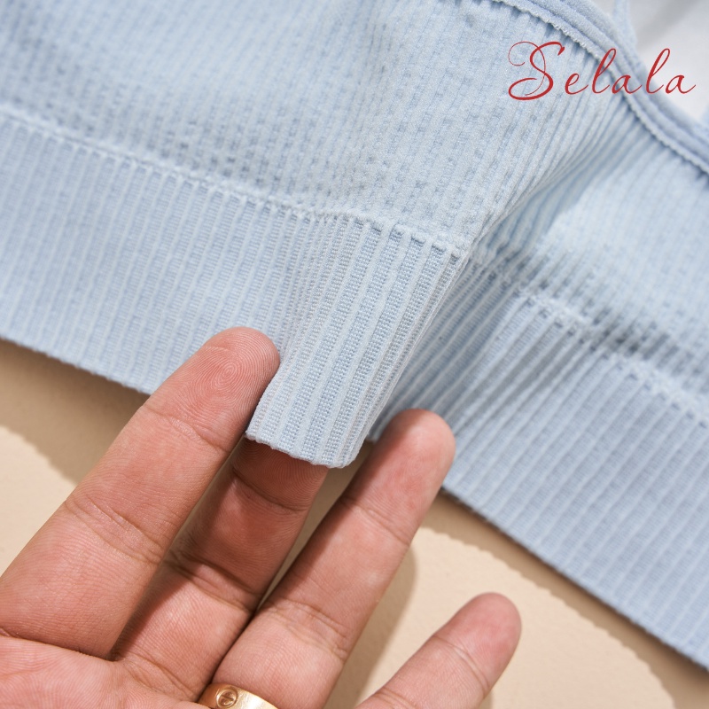 Áo Hai Dây Selala Gân Tăm Dây Quai 2 Bản Cá Tính Độc Đáo Dáng Ôm Đệm Sẵn 1cm 2S15