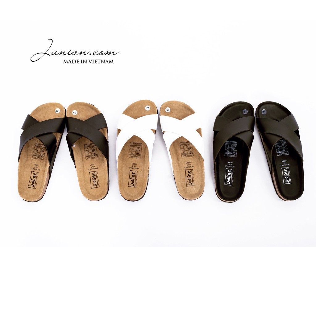 [DA PU-CHỐNG NƯỚC] PU03- Dép sandal quai chéo da PU, đế trấu Bioline Birken - Xuất khẩu châu Âu - Juni Store