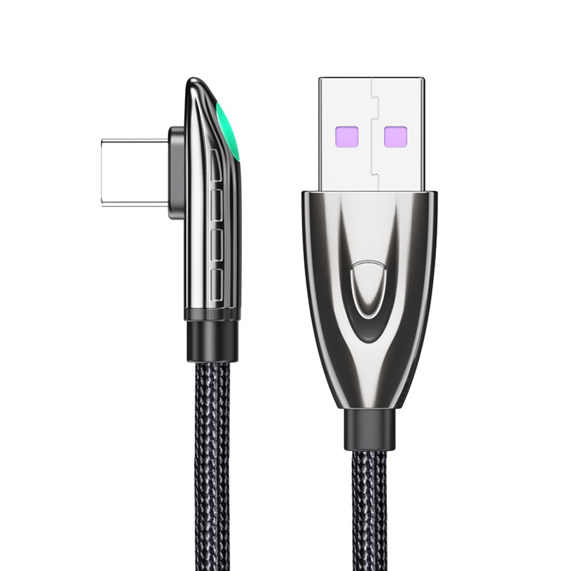 Dây Cáp Dữ Liệu Essager 6A 66W USB Type C USBC 90 Độ Sạc Nhanh 5A Có Đèn LED