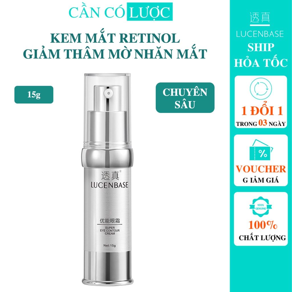 kem dưỡng da mắt Lucenbase retinol chống nhăn, Kem mắt chống lão hoá mờ thâm chăm sóc da sáng da cấp ẩm