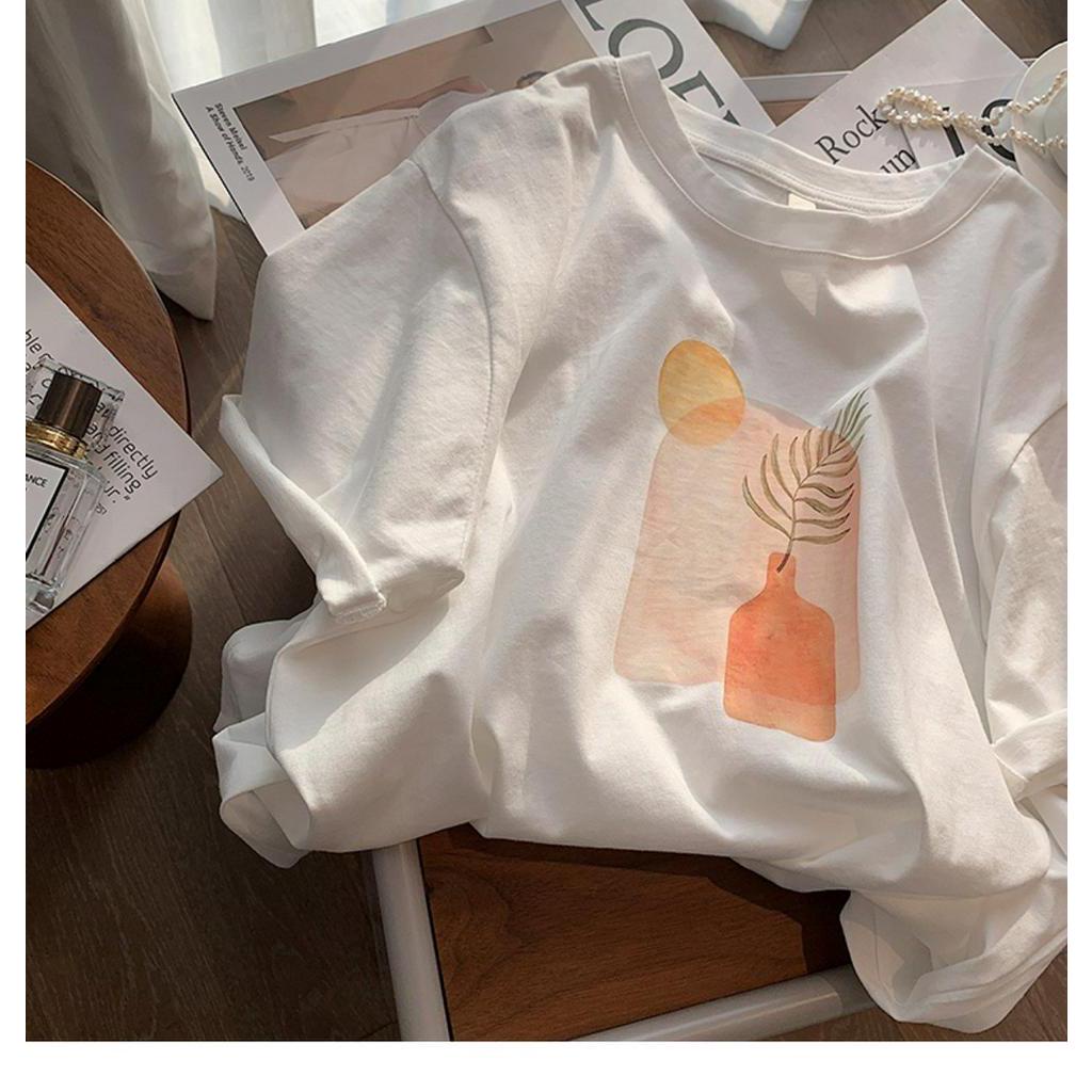 Áo Thun Tay Ngắn Cổ Tròn Trễ Vai In Họa Tiết Thời Trang Mùa Hè Dành Cho Nữ 52746