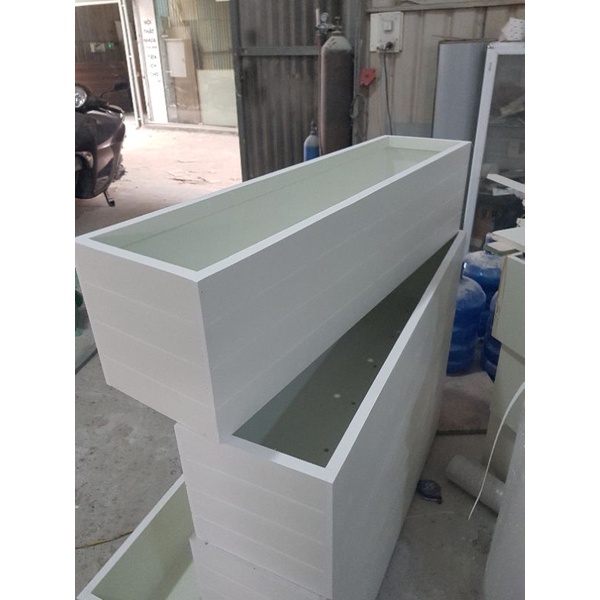 Chậu 80x30x35 Không chân màu trắng kẻ 3 mặt cao cấp 0338 073 163