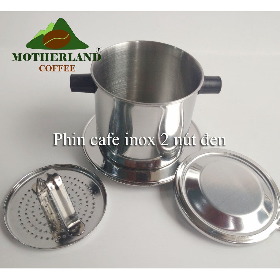 Phin pha cafe inox 2 nút đen