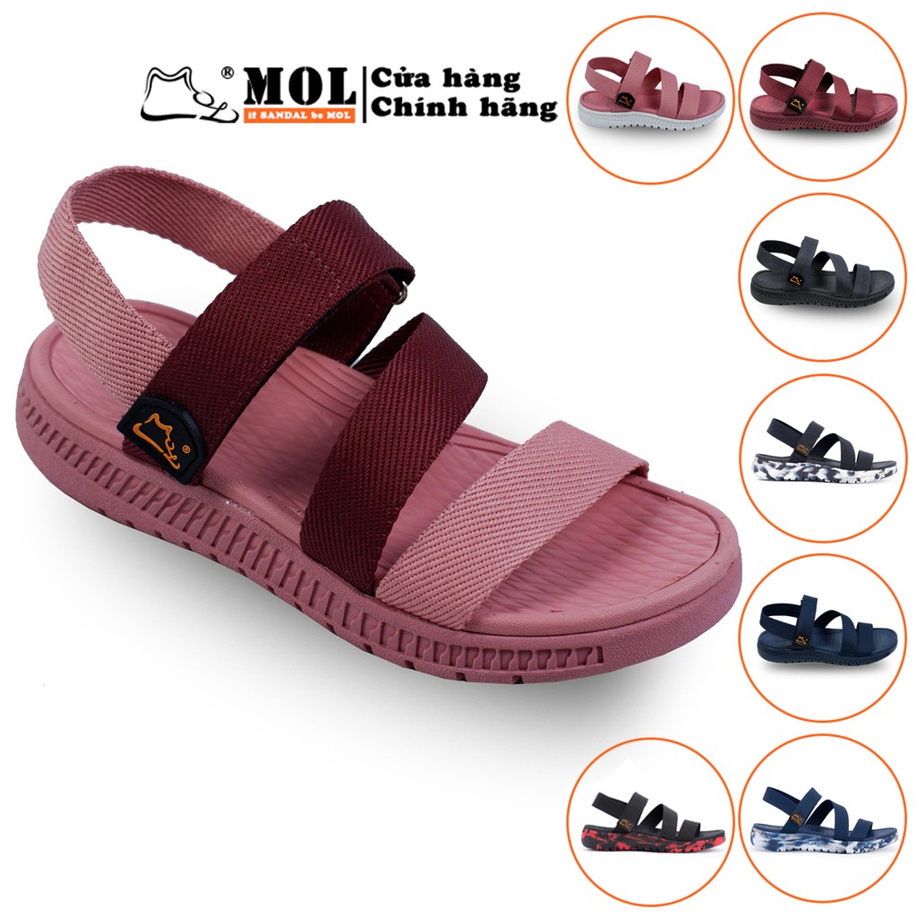 Giày sandal couple nam nữ quai ngang siêu nhẹ có quai hậu cố định cho cặp đôi mang đi học đi biển du lịch hiệu MOL MS2HP