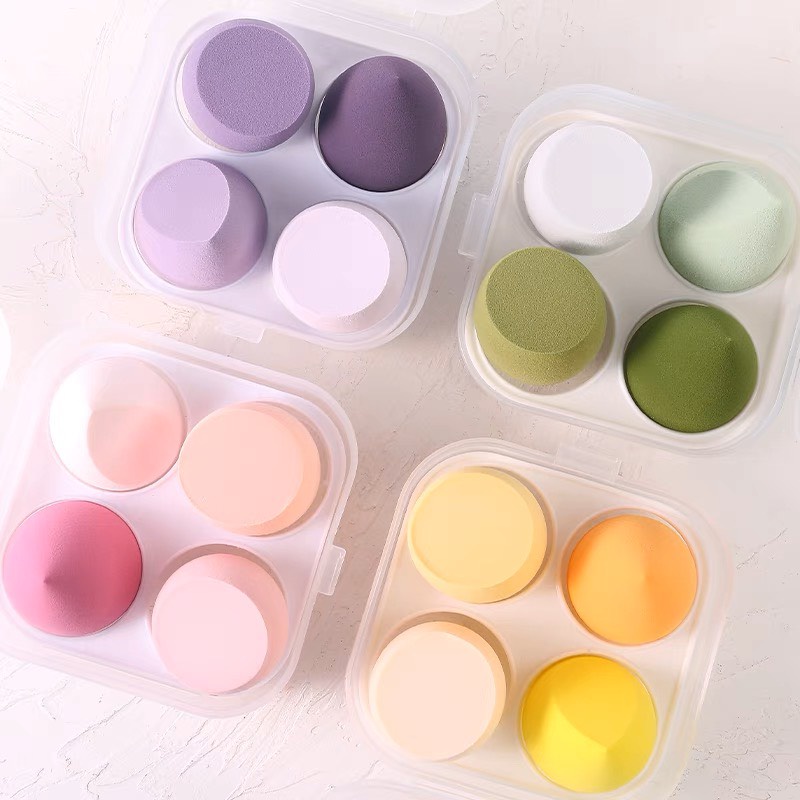 Set Hộp 4 Mút Tán Kem Nền Trang Điểm Khô Và Ướt Hình Quả Đào