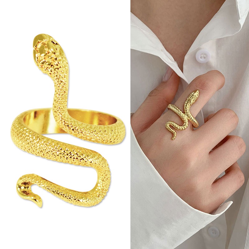 Nhẫn Mạ Bạc Hình Rắn Có Thể Điều Chỉnh Kích Cỡ