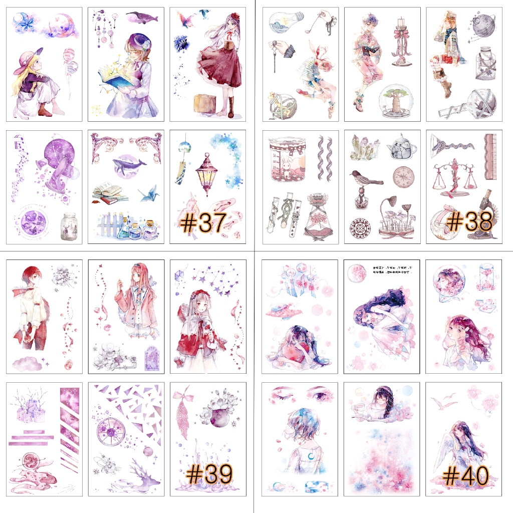 Set 6 tấm nhãn dán trang trí kiểu dáng đa dạng