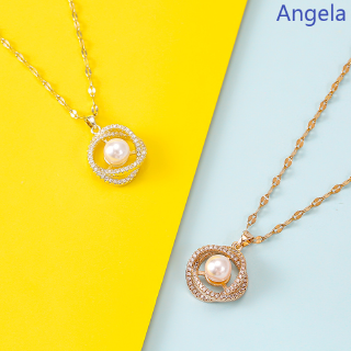 Pearl diamond titanium steel 18K rose gold chain necklace women clavicle fashion jewelry does not fade France