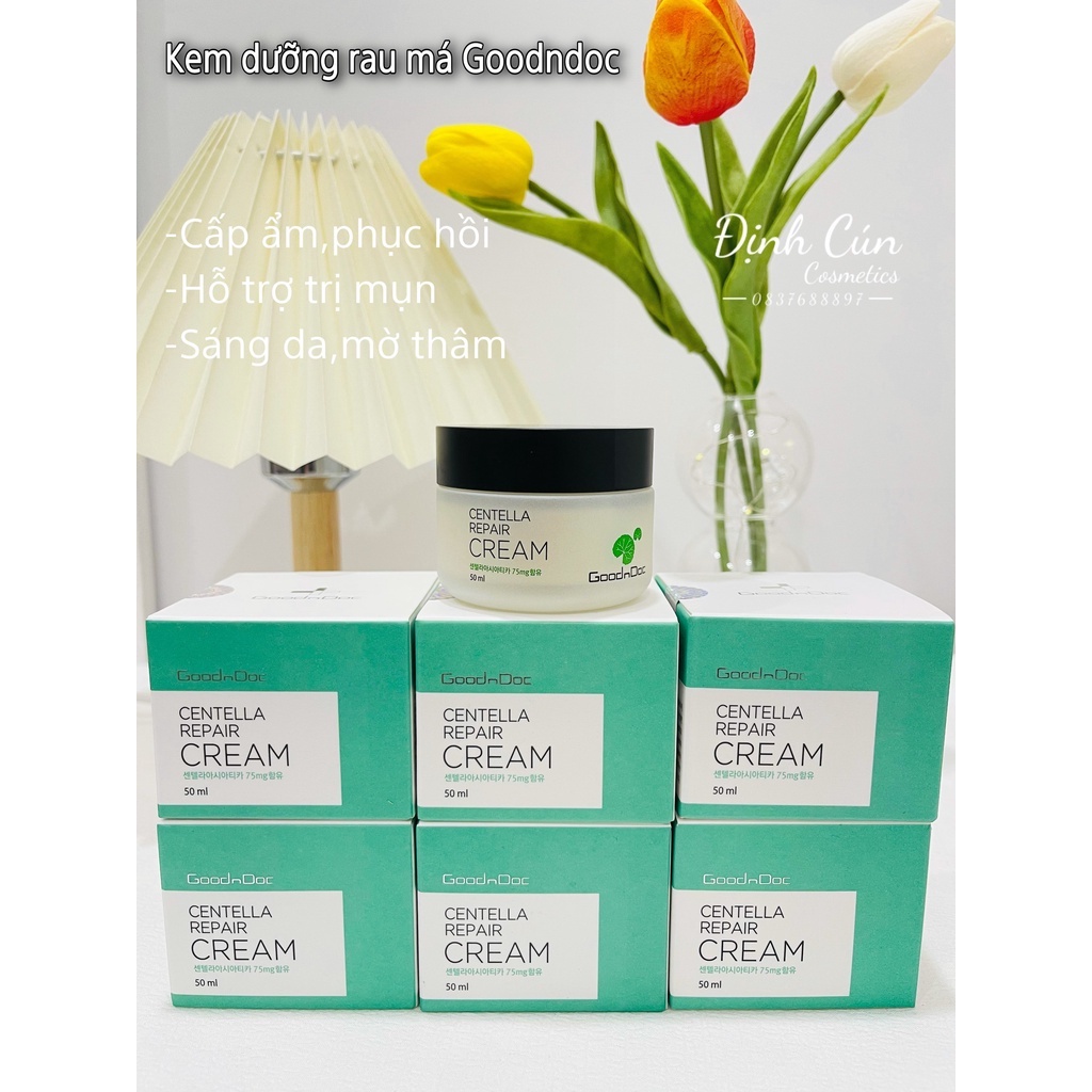 Kem Rau Má Dưỡng Ẩm Phục Hồi Giảm Thâm Nám Trắng Sáng Da Chống Lão Hóa GoodnDoc Centella Repair Cream