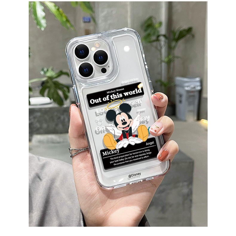 Ốp Điện Thoại Trong Suốt Họa Tiết Mickey / Minnie / Không Gian Cho iPhone 13 12 11 X XS Pro Max XR 7 8 Plus