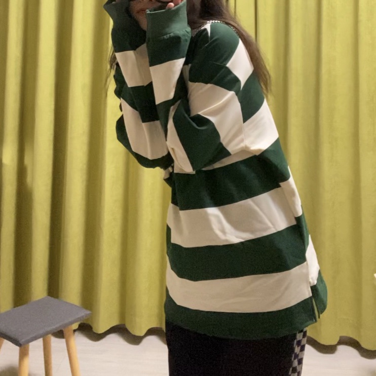 Áo polo kẻ xanh dài tay Nelly