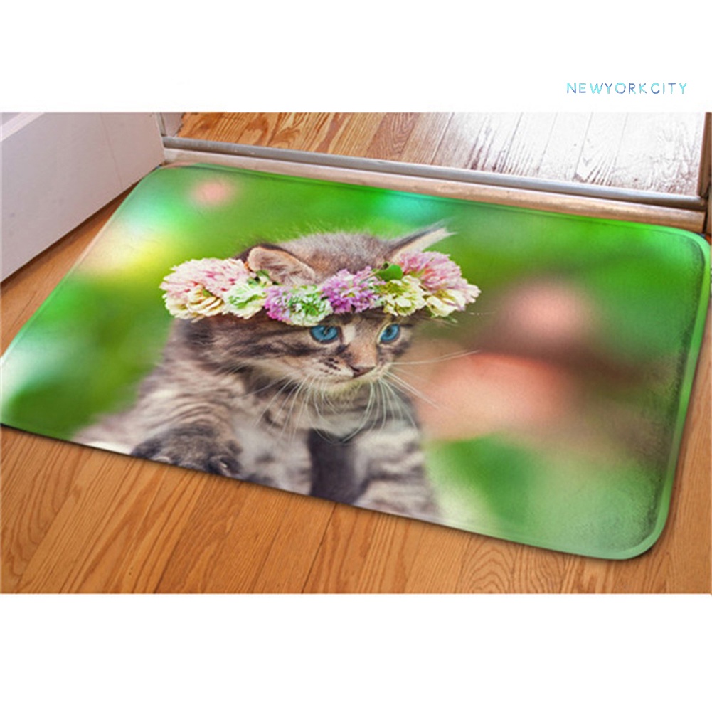Thảm lót cửa chùi chân Chống Trượt In Hình Mèo 3D
