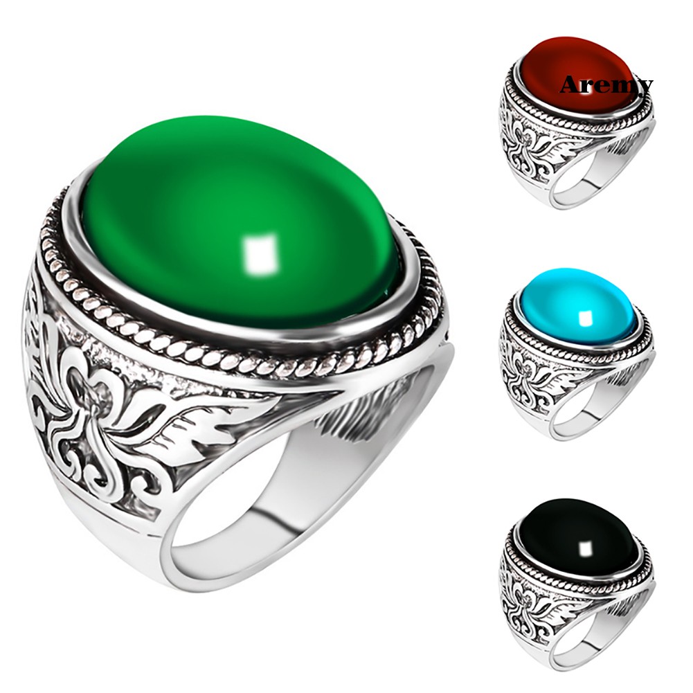 Nhẫn Đính Đá Nhân Tạo Phong Cách Cổ Điển Cho Nam