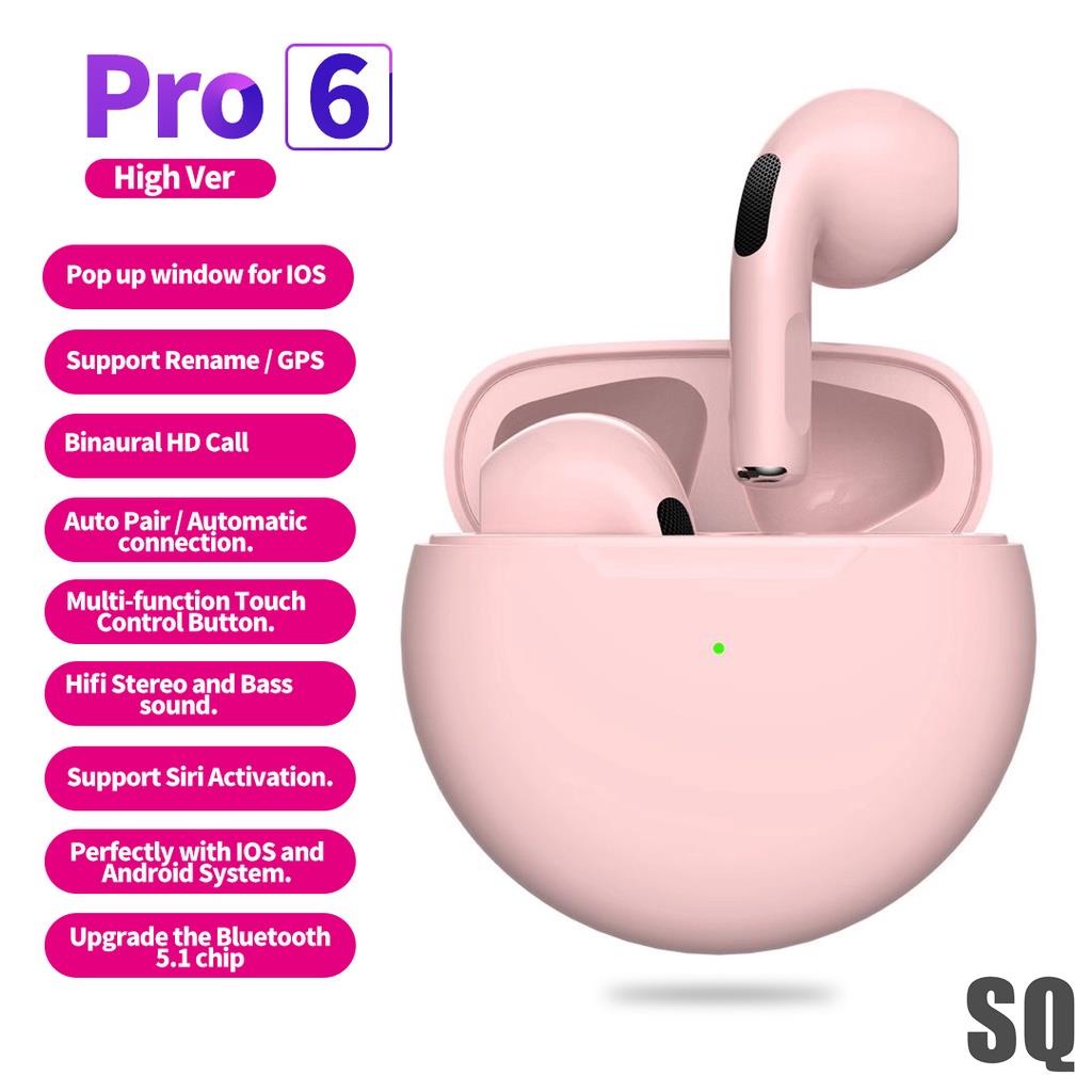 Tai Nghe Không Dây Pro 6 TWS Bluetooth 5.1 Có Mic Điều Khiển Cảm Ứng