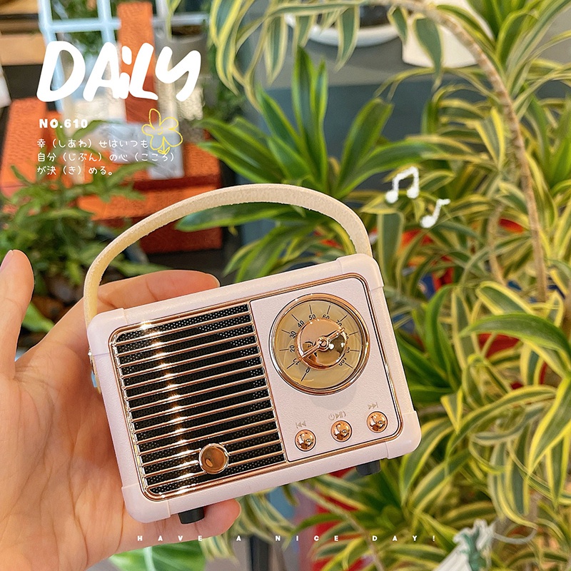 Loa Bluetooth mini hình radio phong cách retro dễ thương