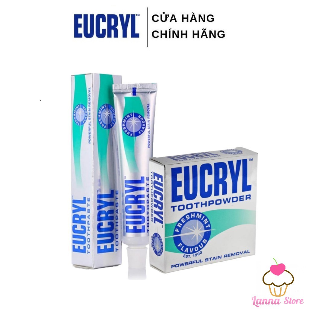 Combo Kem đánh răng Eucryl 62g + Bột tẩy trắng răng Eucryl 50g - Anh Quốc