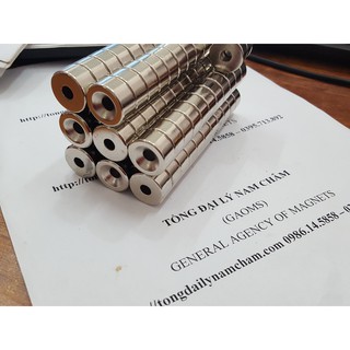 Nam châm viên có lỗ bắt vít 20x10 lỗ 6mm