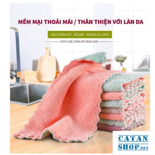 Khăn lau bếp đa năng 2 mặt siêu thấm nước, Khăn rửa chén dĩa thấm hút tốt thiết kế tiện dụng cho nhà bếp GD270-Khanruach