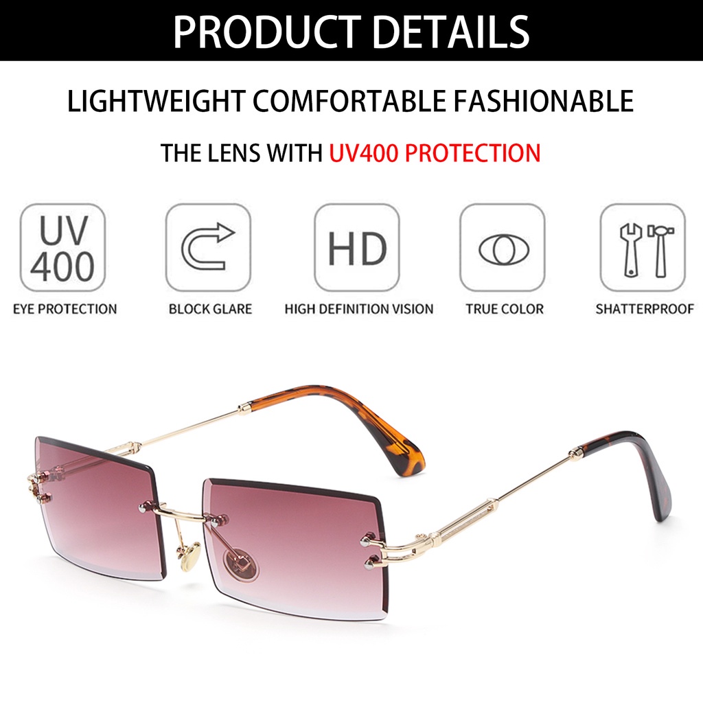 Kính râm MIHAN1 hình chữ nhật không gọng chống tia uv 400 trọng lượng nhẹ cho nam và nữ