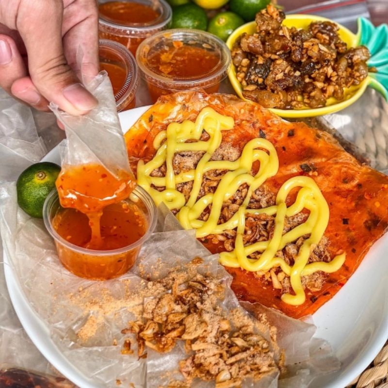 Bánh Tráng Phơi Sương Dẻo Tôm Cuốn Bơ Muối Hành Phi - Ăn vặt Mẹ Su Shi