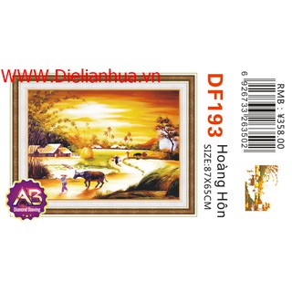 Tranh đính đá phong cảnh Hoàng Hôn. Kích thước: 87x65cm