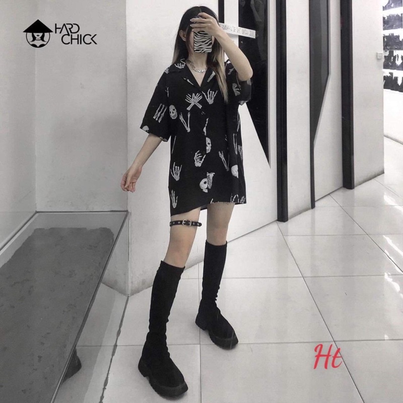 Áo sơ mi đầu lâu đen H2