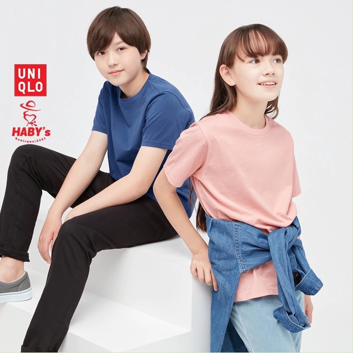 UNIQLO👐JAPAN_Áo phông  trẻ em  cổ tròn  - KIDS Cotton Colour Crew Neck T-shirt 😊