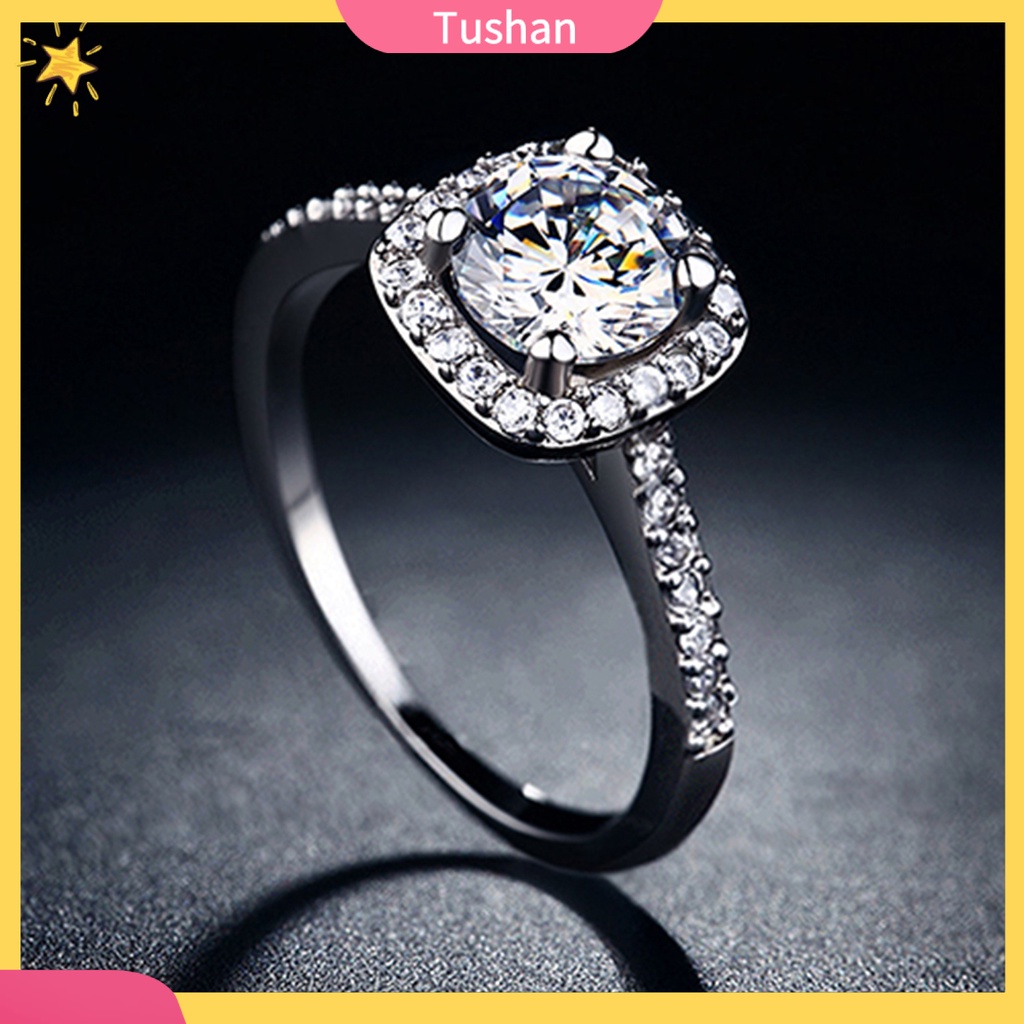 Nhẫn mạ vàng trắng đính đá Zircon lấp lánh thời trang sang trọng dành cho nữ