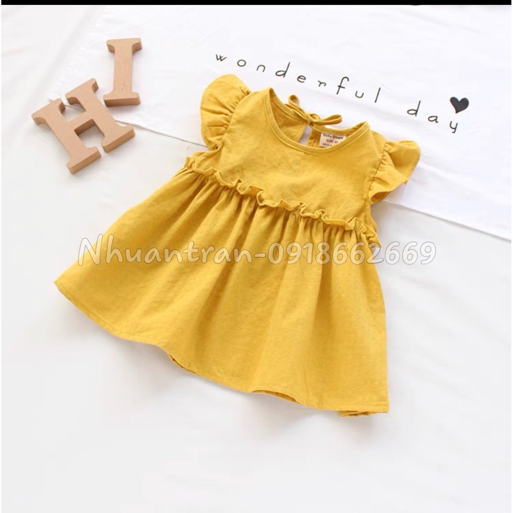 [Mã FADI5K245 giảm 5K đơn 0đ] Váy bé gái (váy đũi) chất liệu vải Đũi cao cấp size 5-19 kg